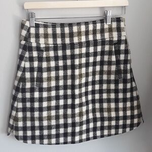 J. Crew 100% Wool Checkered Mini Skirt Women's Size 2 Small